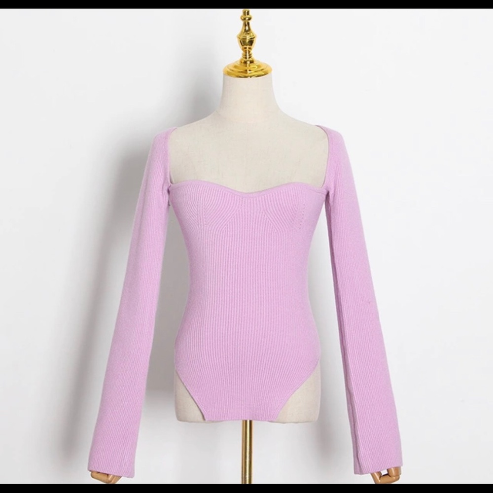 Sweetheart neckline bell sleeve sweater NWOT